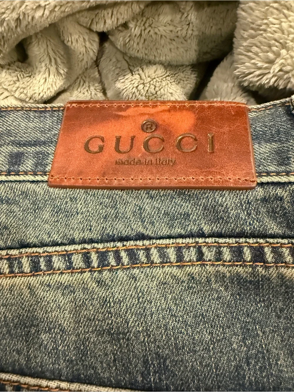 Gucci Washed Blue Denim Jeans with Signature Hardware